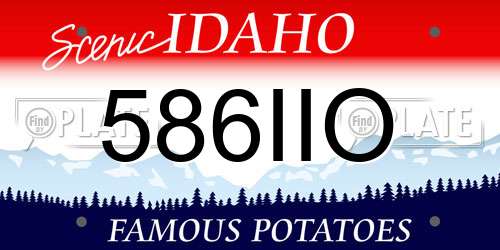 586IIO Idaho License Plate