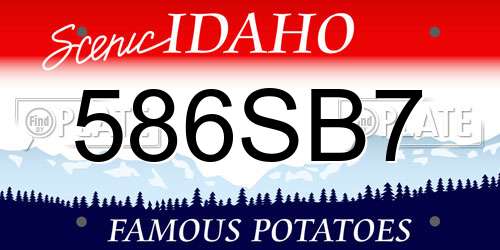 586SB7 Idaho License Plate