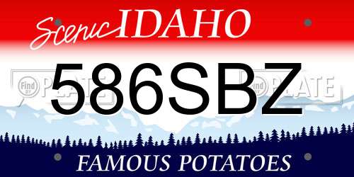 586SBZ Idaho License Plate
