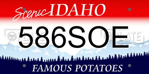 586SOE Idaho License Plate