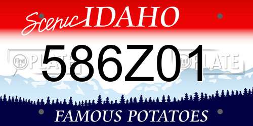 586Z01 Idaho License Plate