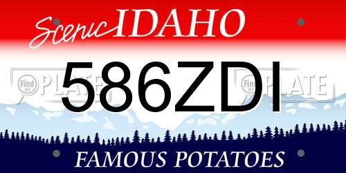 586ZDI Idaho License Plate