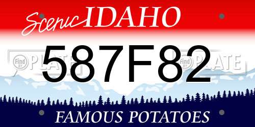 587F82 Idaho License Plate