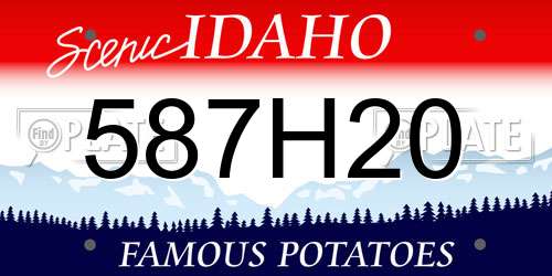 587H20 Idaho License Plate