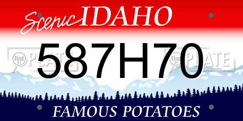 587H70 Idaho License Plate