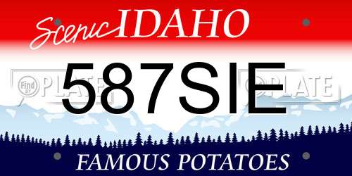 587SIE Idaho License Plate