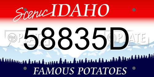 58835D Idaho License Plate