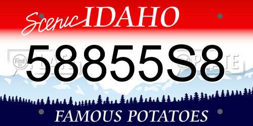 58855S8 Idaho License Plate