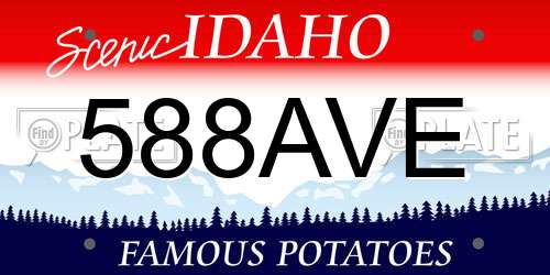 588AVE Idaho License Plate