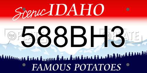 588BH3 Idaho License Plate