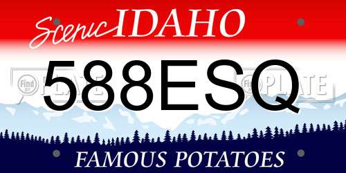 588ESQ Idaho License Plate