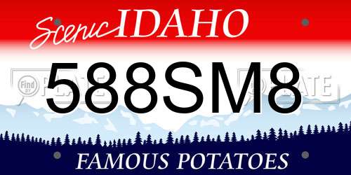 588SM8 Idaho License Plate