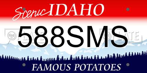 588SMS Idaho License Plate