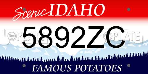5892ZC Idaho License Plate