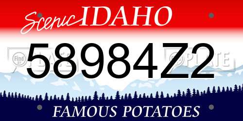 58984Z2 Idaho License Plate