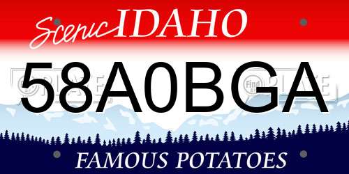 58A0BGA Idaho License Plate