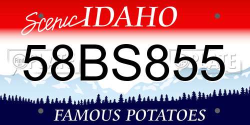 58BS855 Idaho License Plate
