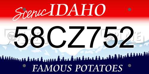 58CZ752 Idaho License Plate