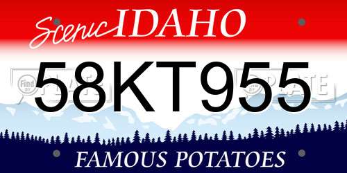 58KT955 Idaho License Plate