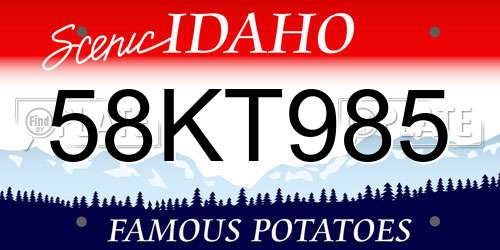 58KT985 Idaho License Plate