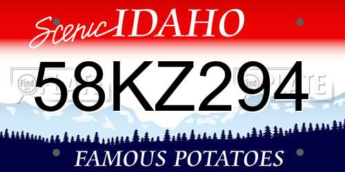58KZ294 Idaho License Plate
