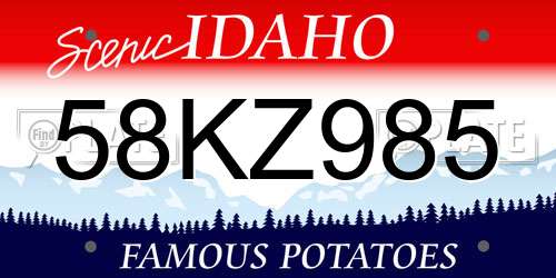 58KZ985 Idaho License Plate