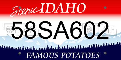 58SA602 Idaho License Plate