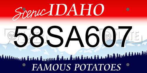 58SA607 Idaho License Plate