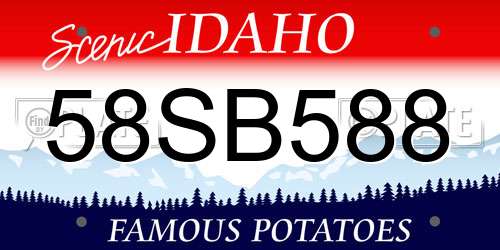 58SB588 Idaho License Plate