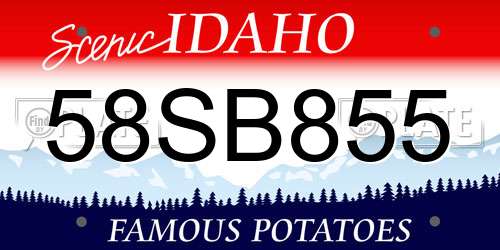 58SB855 Idaho License Plate