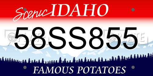 58SS855 Idaho License Plate