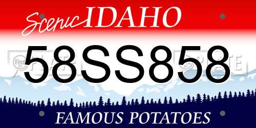 58SS858 Idaho License Plate