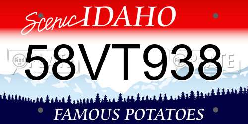 58VT938 Idaho License Plate