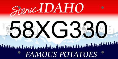 58XG330 Idaho License Plate
