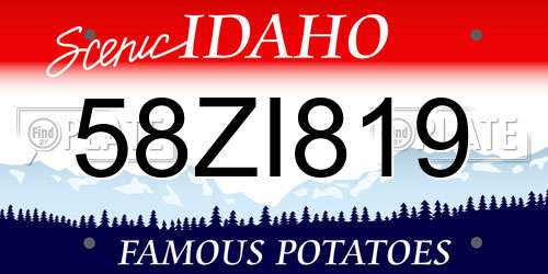 58ZI819 Idaho License Plate