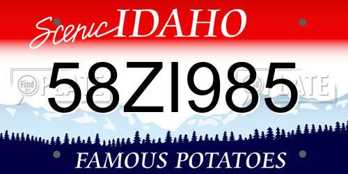 58ZI985 Idaho License Plate