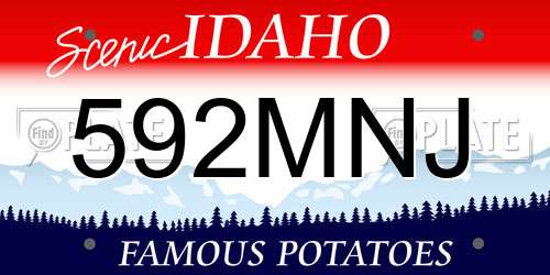 592MNJ Idaho License Plate