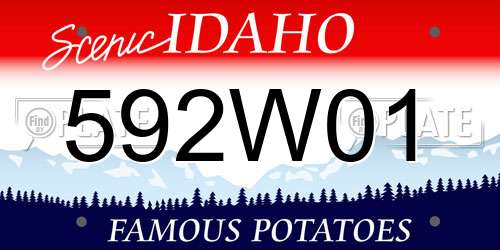 592W01 Idaho License Plate