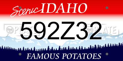592Z32 Idaho License Plate