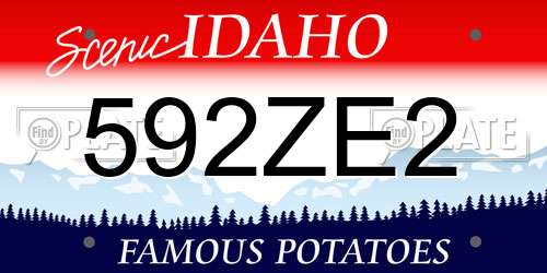592ZE2 Idaho License Plate