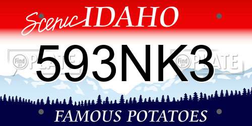 593NK3 Idaho License Plate