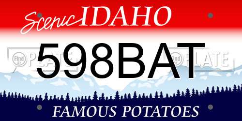 598BAT Idaho License Plate