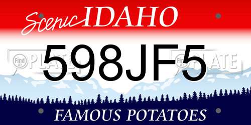 598JF5 Idaho License Plate