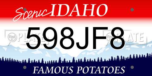 598JF8 Idaho License Plate