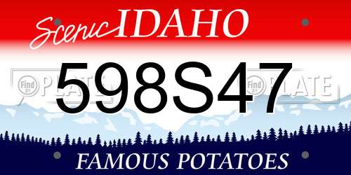 598S47 Idaho License Plate