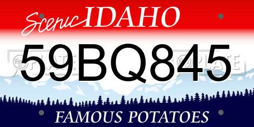 59BQ845 Idaho License Plate