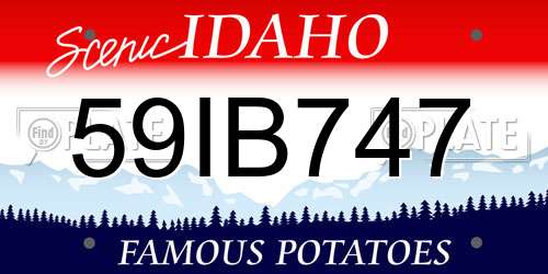 59IB747 Idaho License Plate