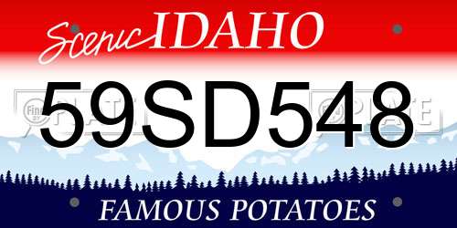 59SD548 Idaho License Plate