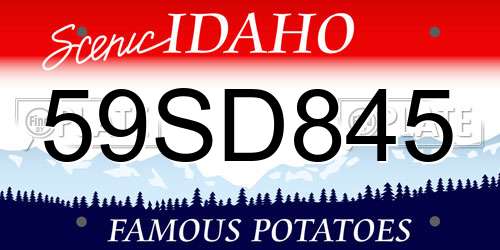 59SD845 Idaho License Plate