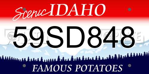 59SD848 Idaho License Plate